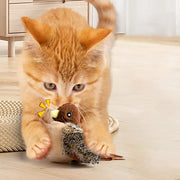 Interactive Chirping Bird Cat Toy Pet Simulation Bird Touch Voice Doll Interactive Cat Rechargeable Lifelike Bird Plush Toy